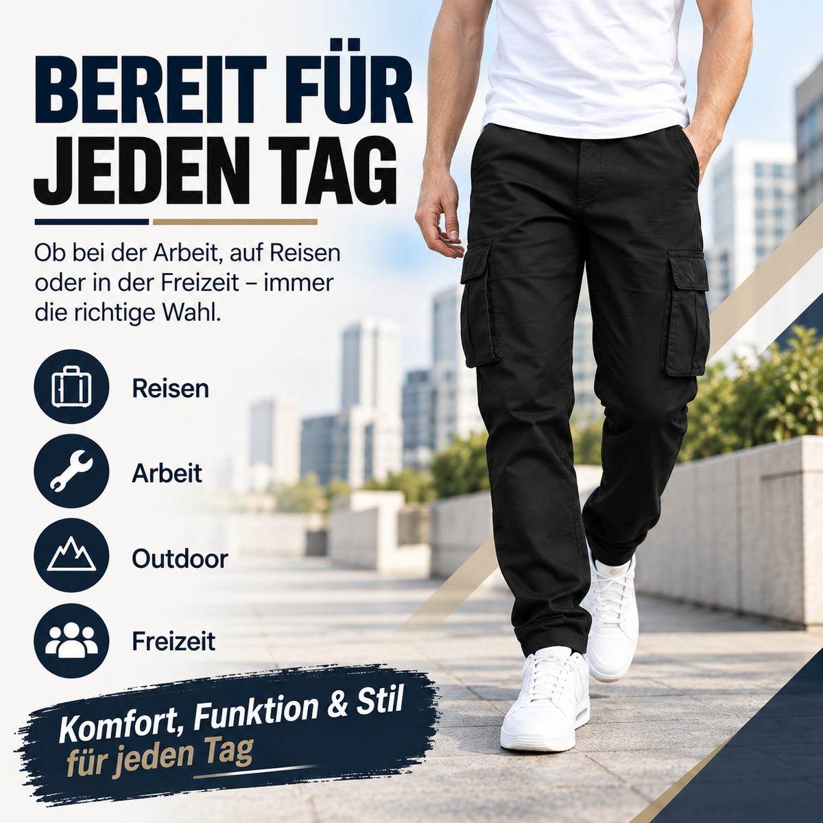 Herren Cargo-Hose für Arbeit Reisen Outdoor und Freizeit
