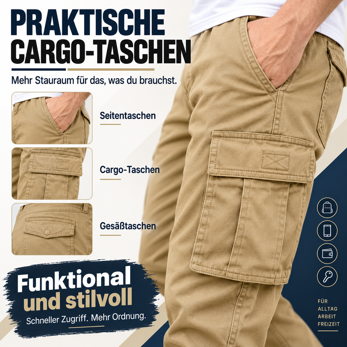 Praktische Cargo Taschen mit viel Stauraum