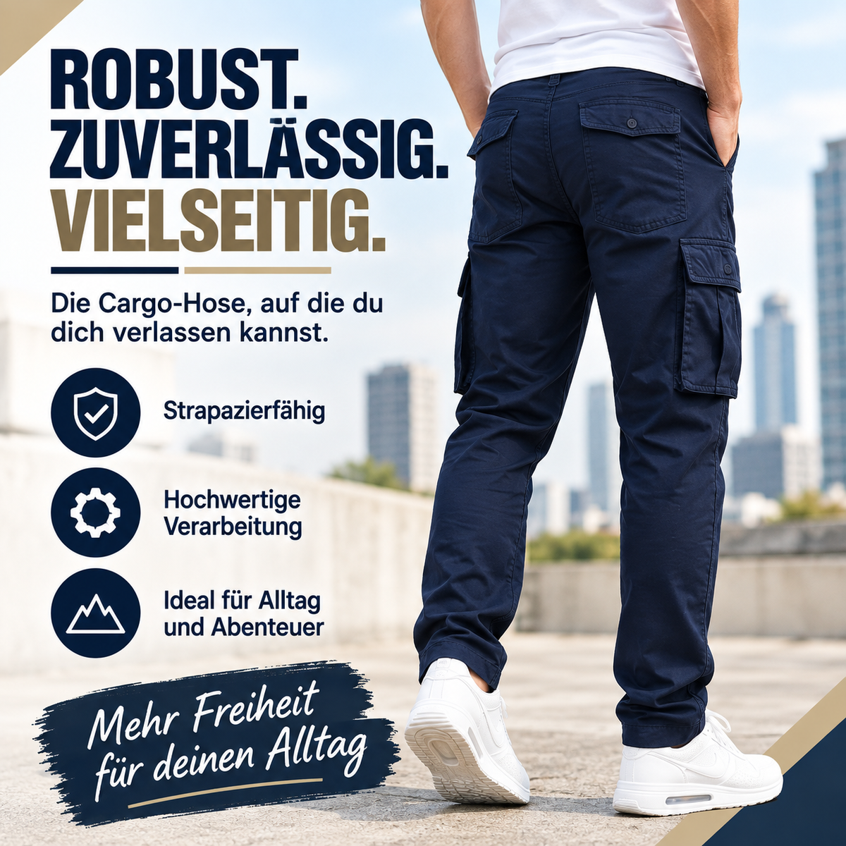 Robuste vielseitige Herren Cargo-Hose